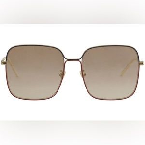 Gucci Women's GG0443S 005 Blue/Red Square Sunglasses 60mm